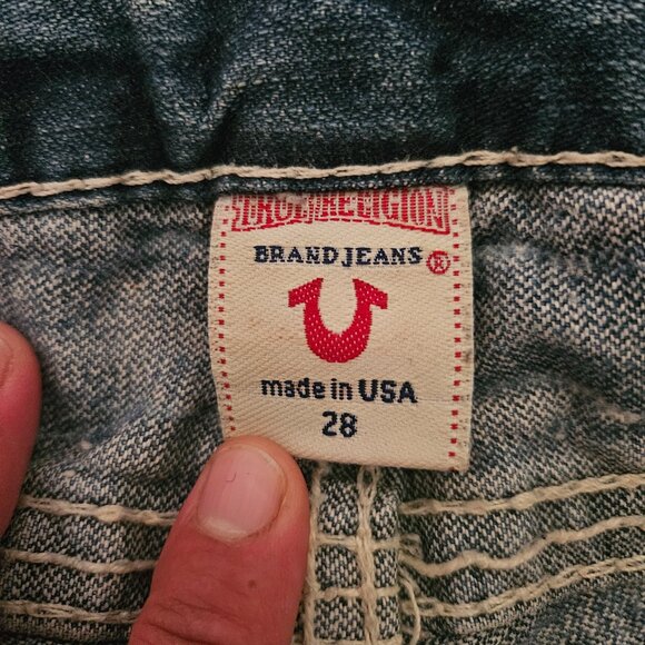 True Religion Brand Jeans Blue Distressed Big T Stitch Bootcut – Women’s 28 - Picture 3 of 11